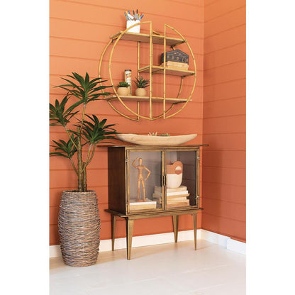 Antique Brass And Glass Two Door Cabinet