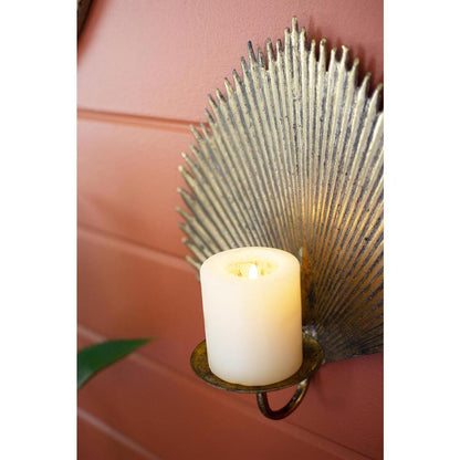 Antique Brass Palm Leaf Candle Sconce