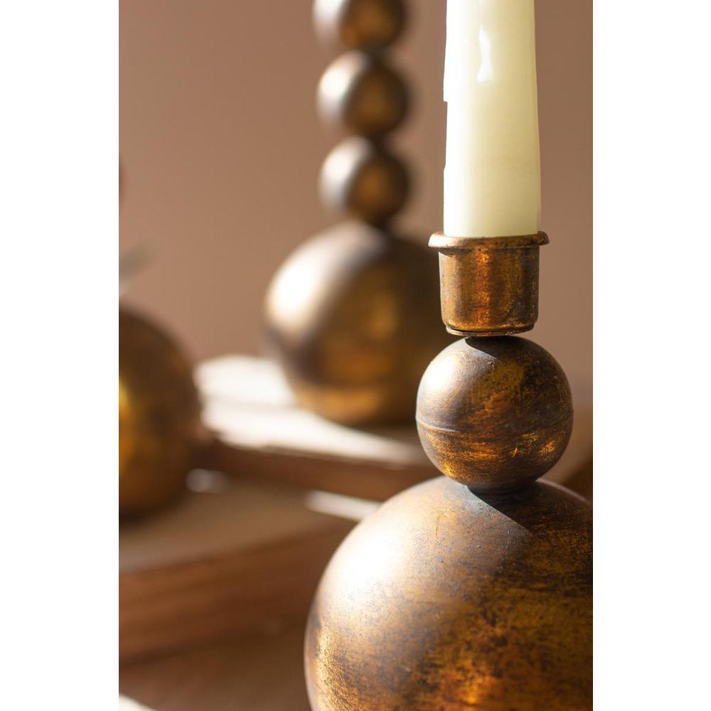 Set Of Three Antique Brass Taper Candle Holders