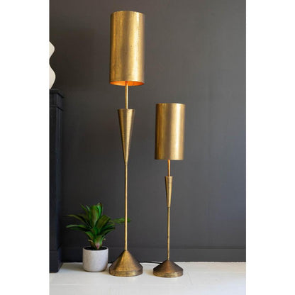 Antique Gold Floor Lamp With Metal Barrel Shade