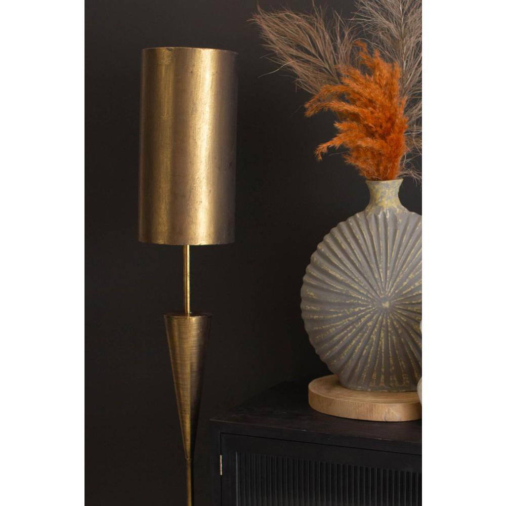 Antique Gold Floor Lamp With Metal Barrel Shade