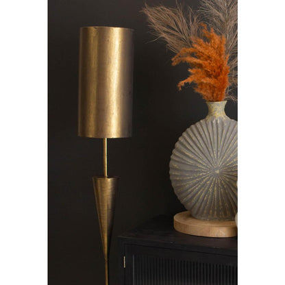 Antique Gold Floor Lamp With Metal Barrel Shade