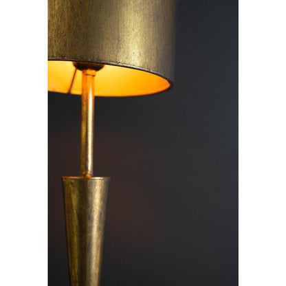 Antique Gold Floor Lamp With Metal Barrel Shade