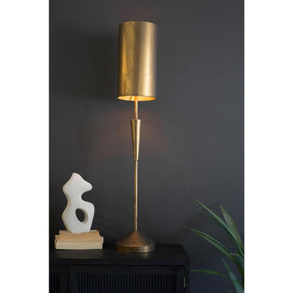 Antique Gold Table Lamp With Metal Barrel Shade
