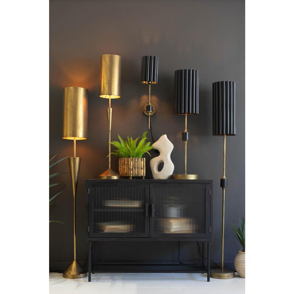 Antique Gold Table Lamp With Metal Barrel Shade