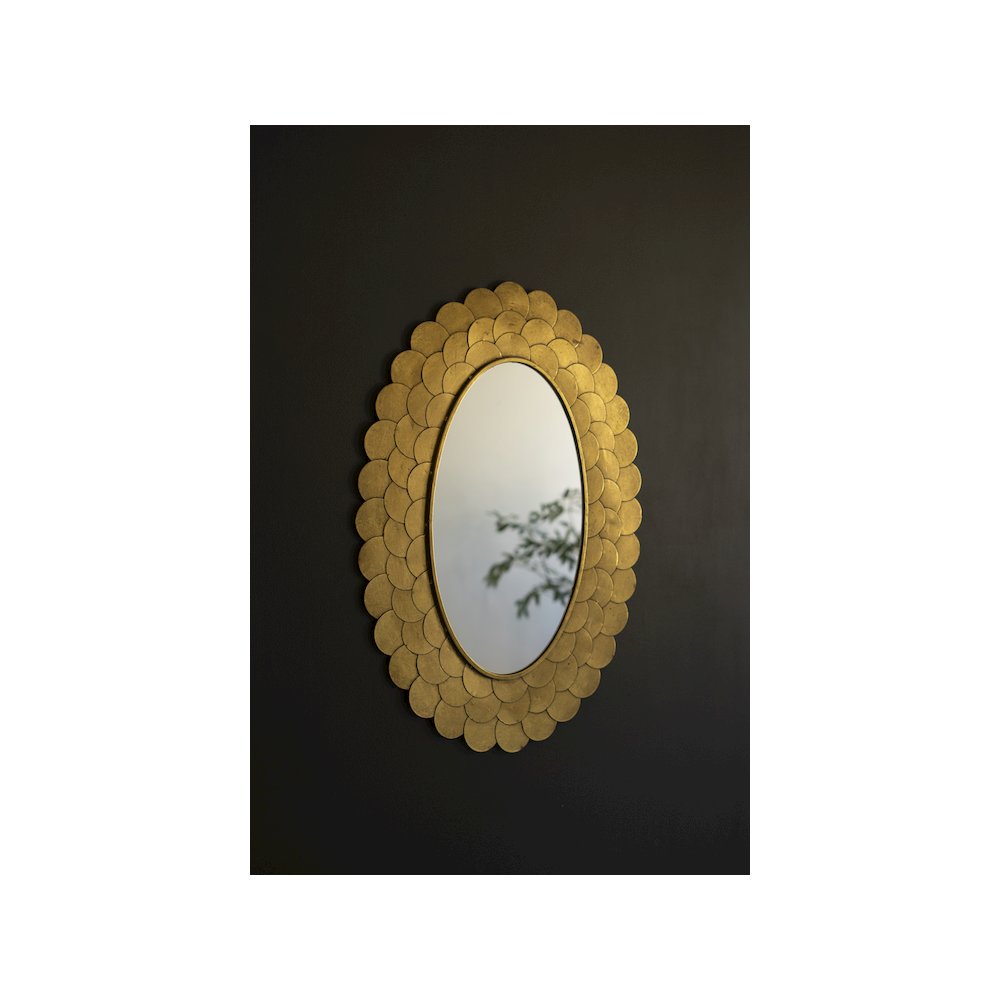 Layered Antique Gold Scallop Framed Mirror