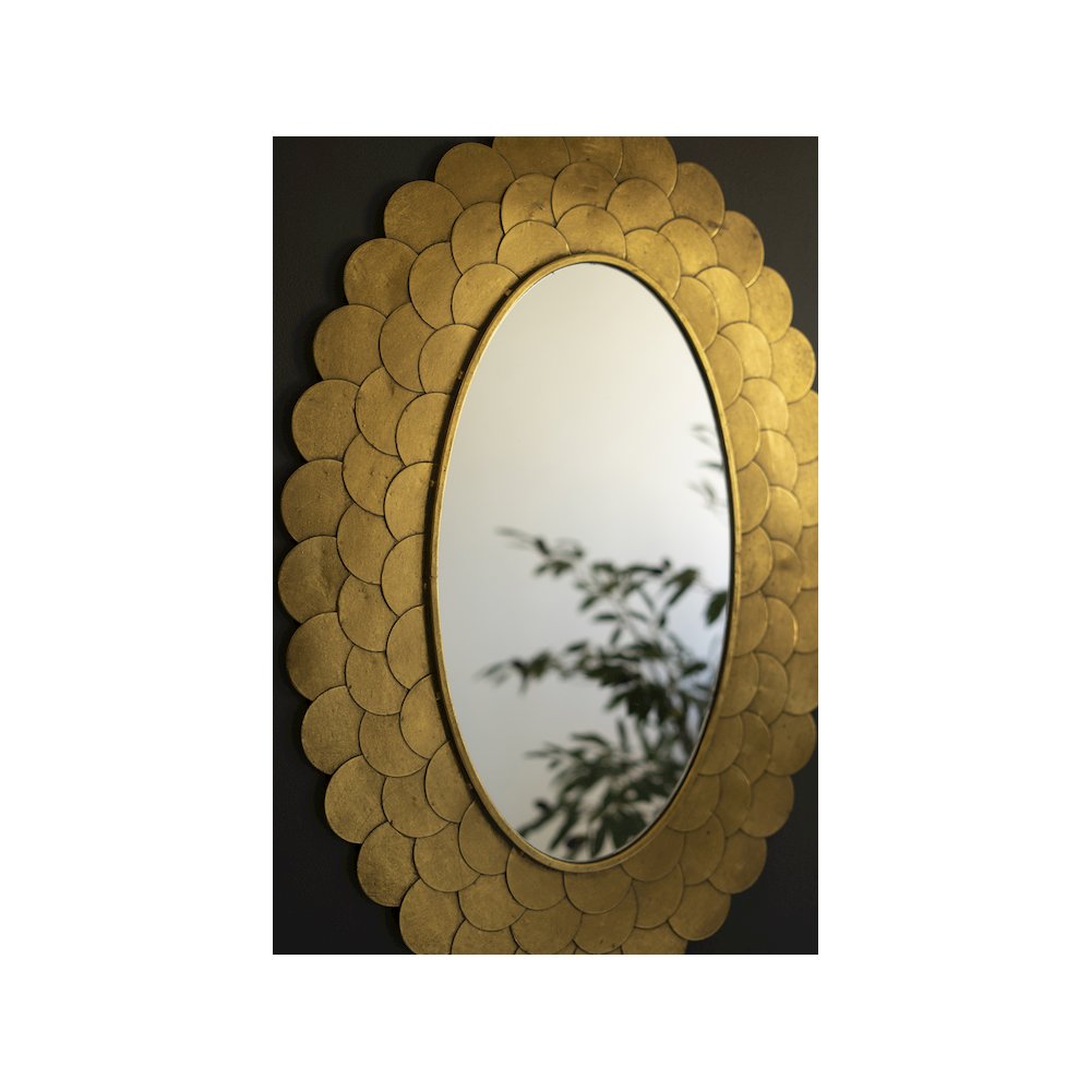 Layered Antique Gold Scallop Framed Mirror