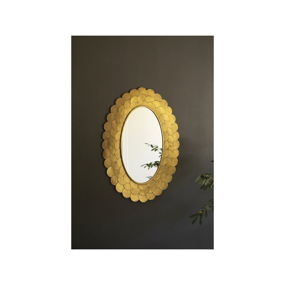 Layered Antique Gold Scallop Framed Mirror