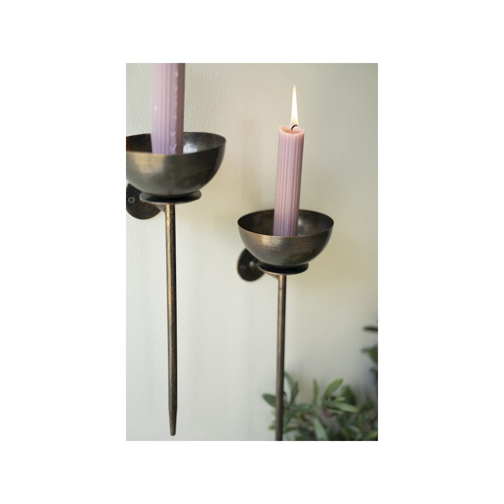 Set Of Two Metal Wall Taper Candle Holders