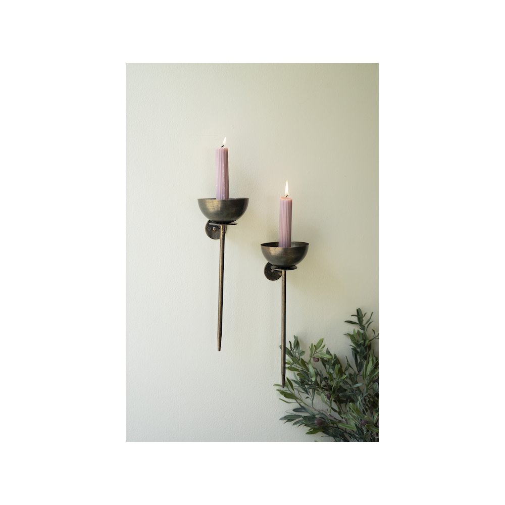 Set Of Two Metal Wall Taper Candle Holders