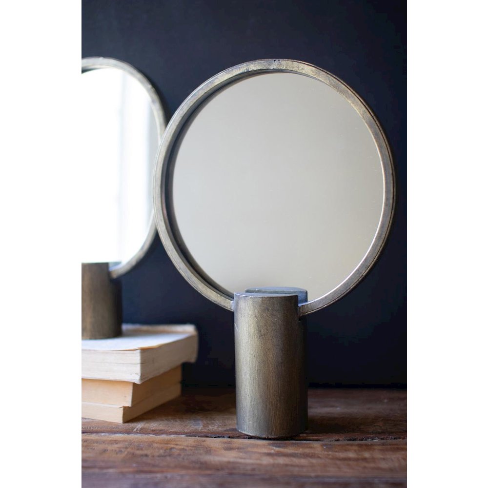 Set Of Two Antique Gold Tabletop Mirrors