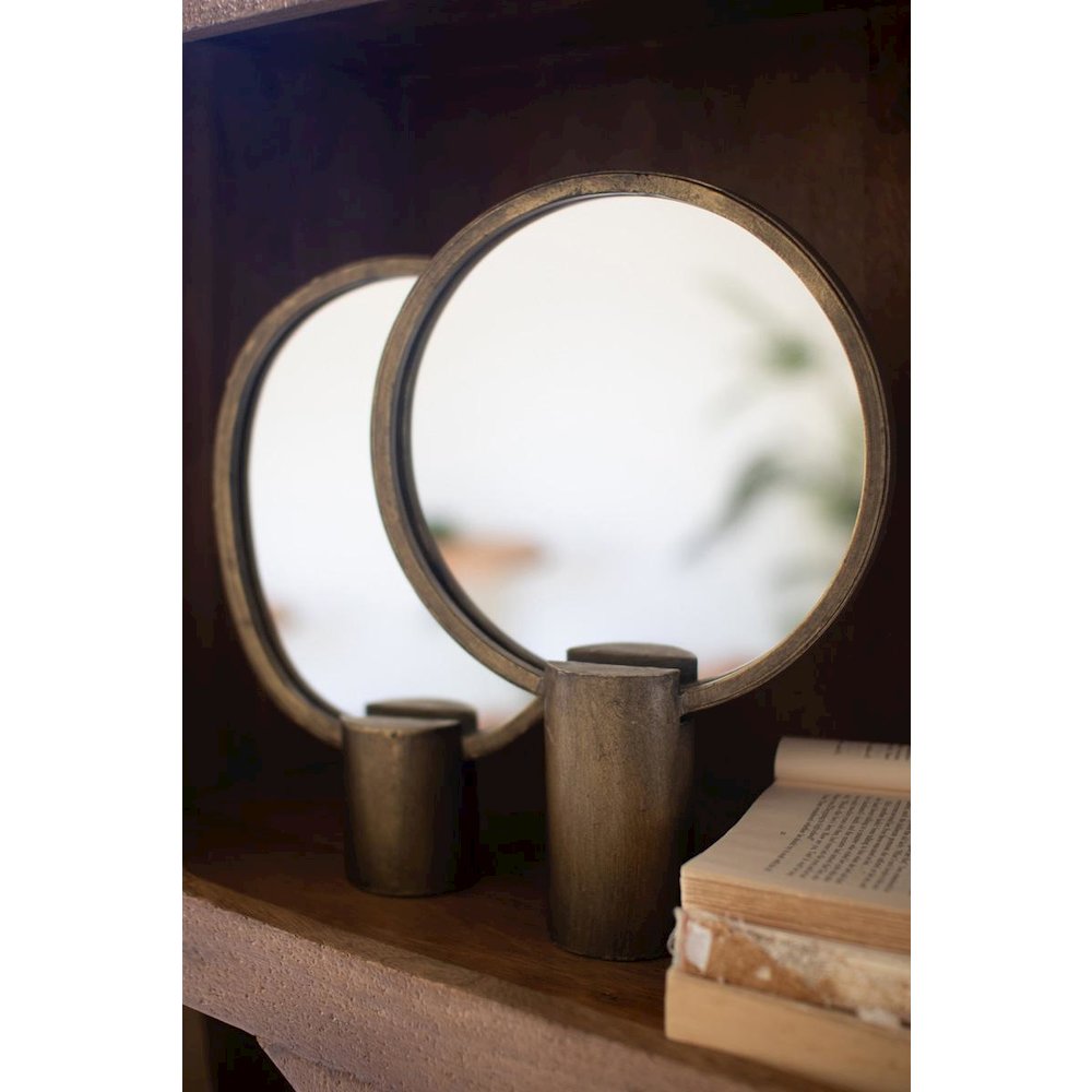 Set Of Two Antique Gold Tabletop Mirrors
