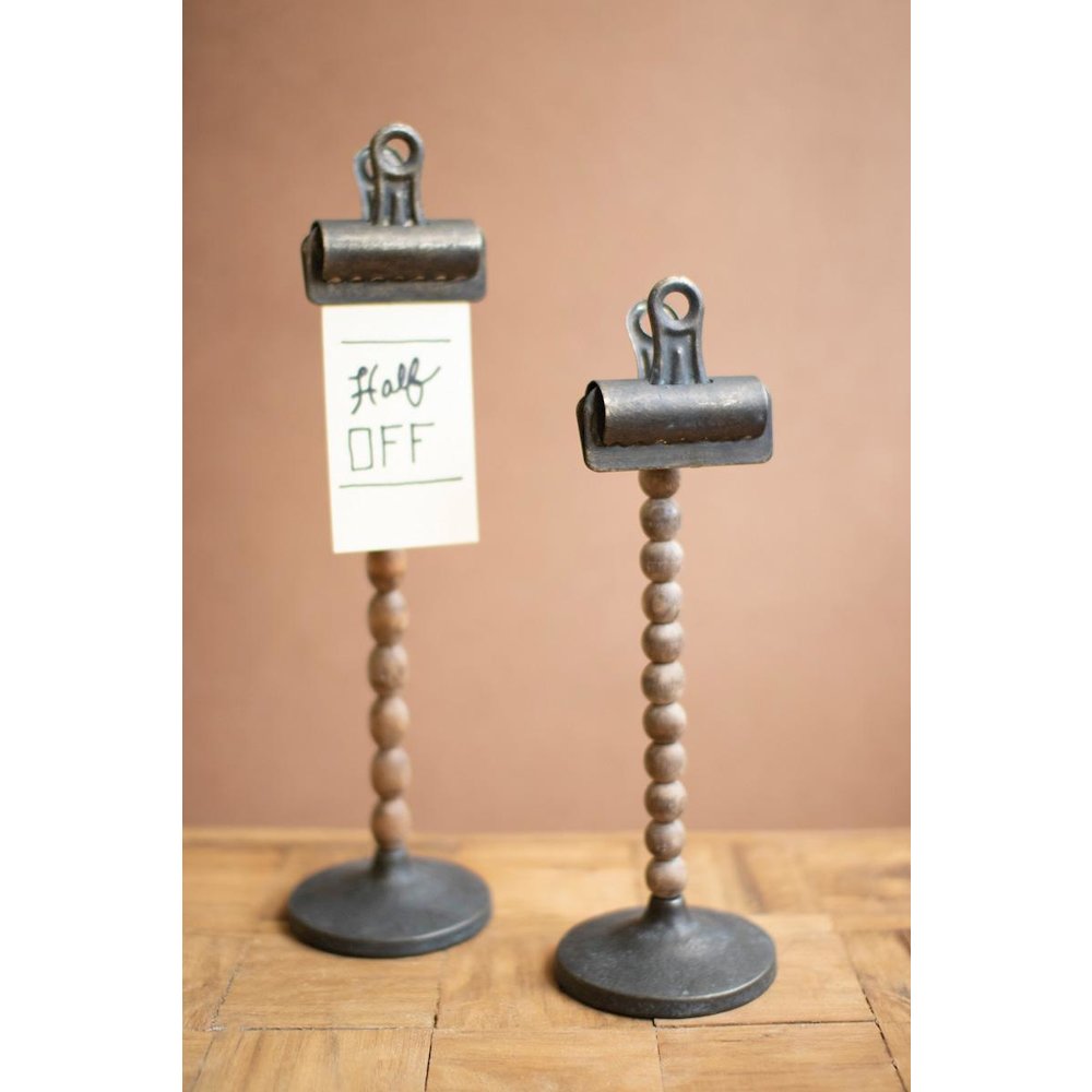 Set Of Two Wood Beads On A Base With Clips