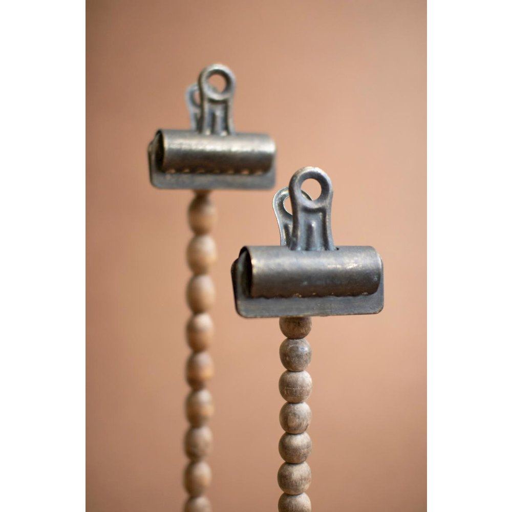 Set Of Two Wood Beads On A Base With Clips
