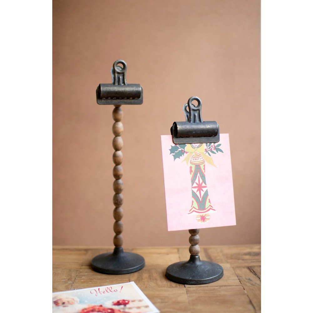 Set Of Two Wood Beads On A Base With Clips