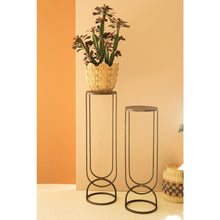 Set of Two Metal Side Tables Recycled Wooden Tops