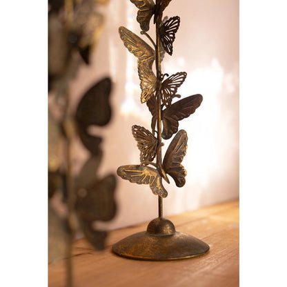 Set of Two Butterflies Taper Candle Holders