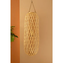 Tall Oval Willow Lantern with Glass Insert - Natural 47"t