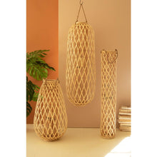 Tall Oval Willow Lantern with Glass Insert - Natural 47"t