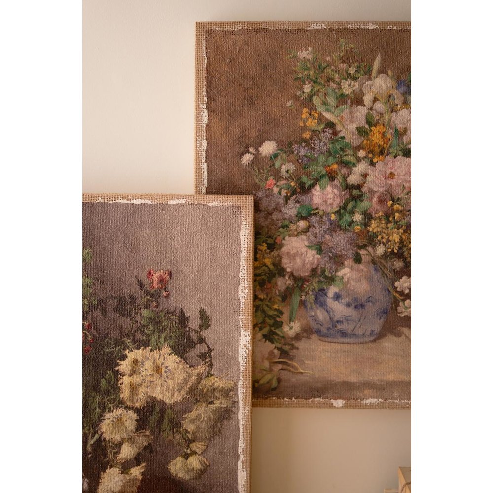 Set of Two Canvas Paint Over Print Flowers