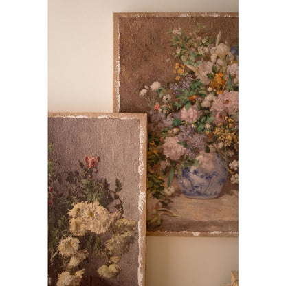 Set of Two Canvas Paint Over Print Flowers