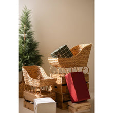 Set of 2 Water Hyacinth Christmas Sleighs