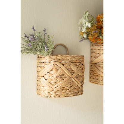 Set of Two Water Hyacinth Wall Baskets