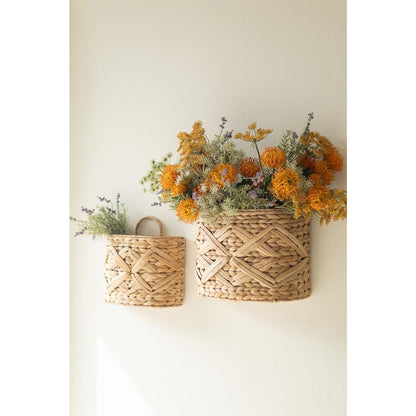Set of Two Water Hyacinth Wall Baskets