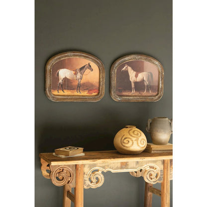 Set Of Two Framed Horse Prints Under Glass