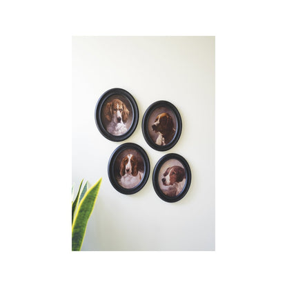Set Of Four Framed Oval Dog Prints
