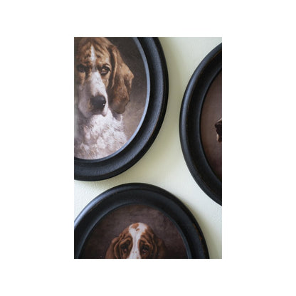 Set Of Four Framed Oval Dog Prints
