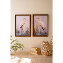 Set of Two Framed Paint Over Print Herons