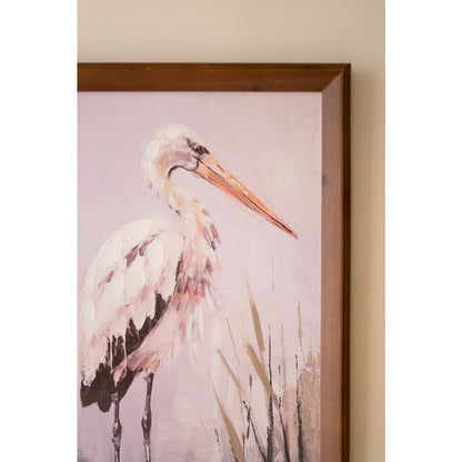 Set of Two Framed Paint Over Print Herons