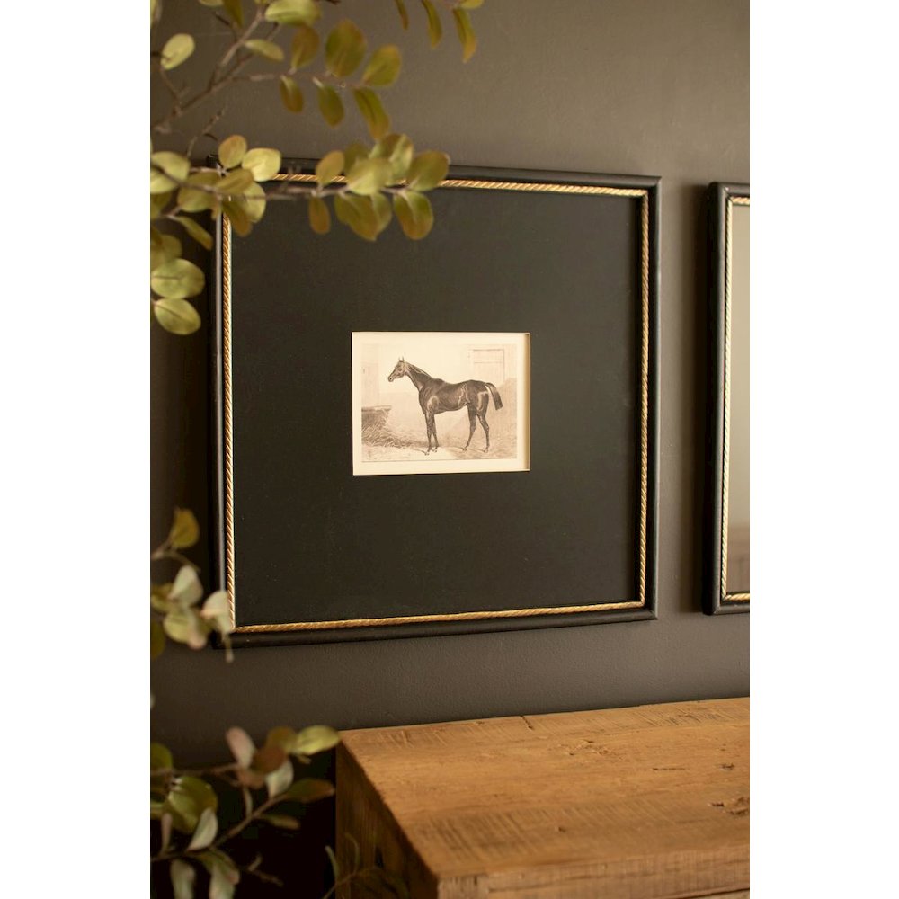 Set of Two Framed Horses Print Under Glass