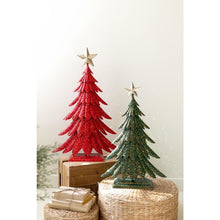 Set of Two Painted Metal Christmas Trees with Glitter