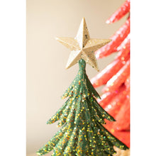 Set of Two Painted Metal Christmas Trees with Glitter
