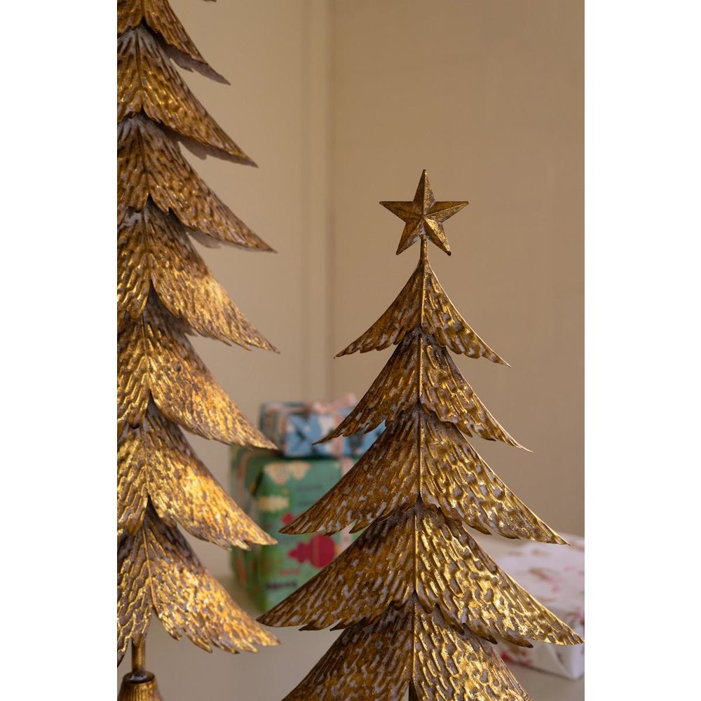 Set Of Two Antique Gold Christmas Trees