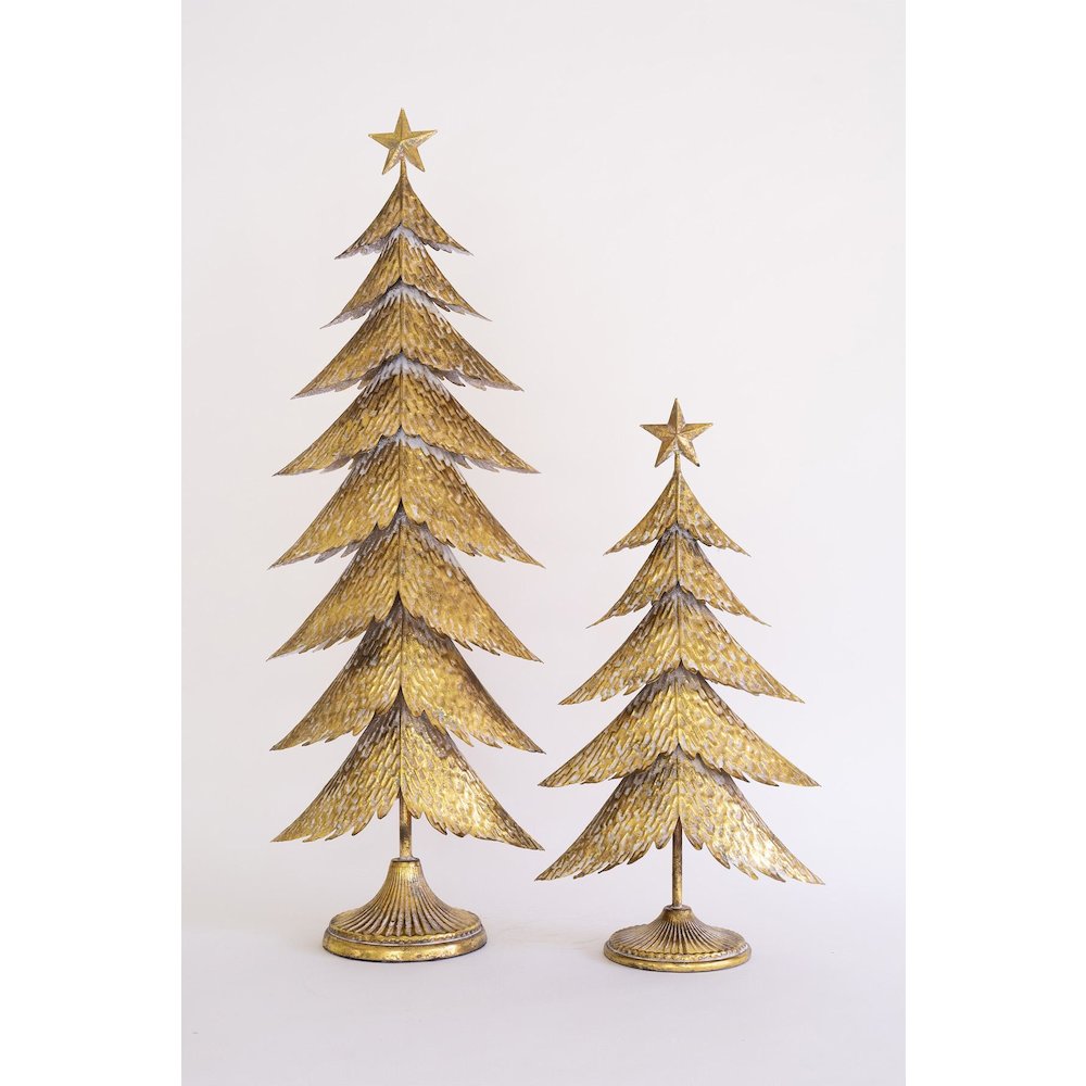Set Of Two Antique Gold Christmas Trees
