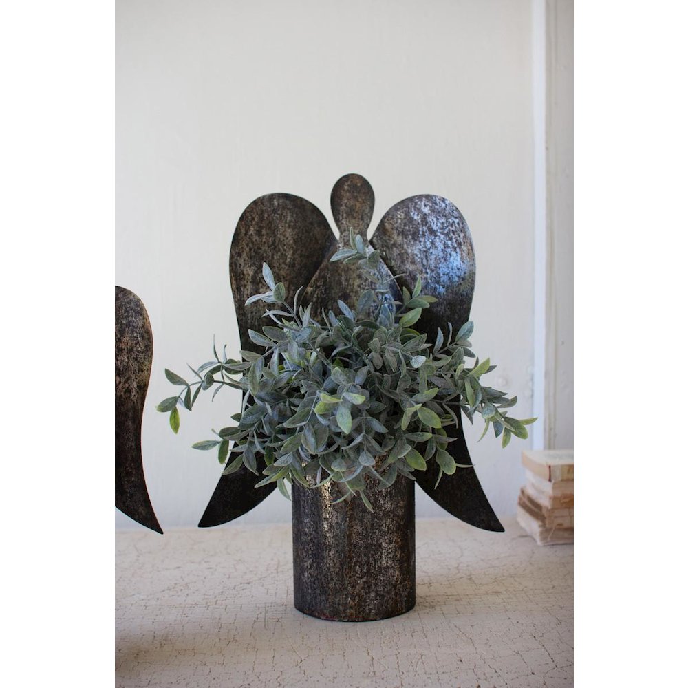 Set Of Two Rustic Metal Angel Candle Holders