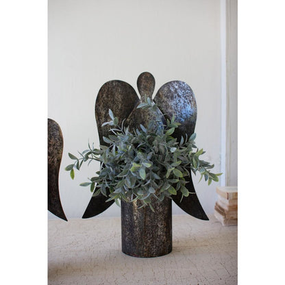 Set Of Two Rustic Metal Angel Candle Holders
