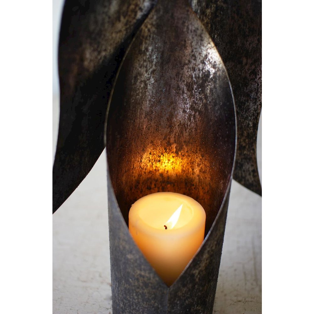 Set Of Two Rustic Metal Angel Candle Holders
