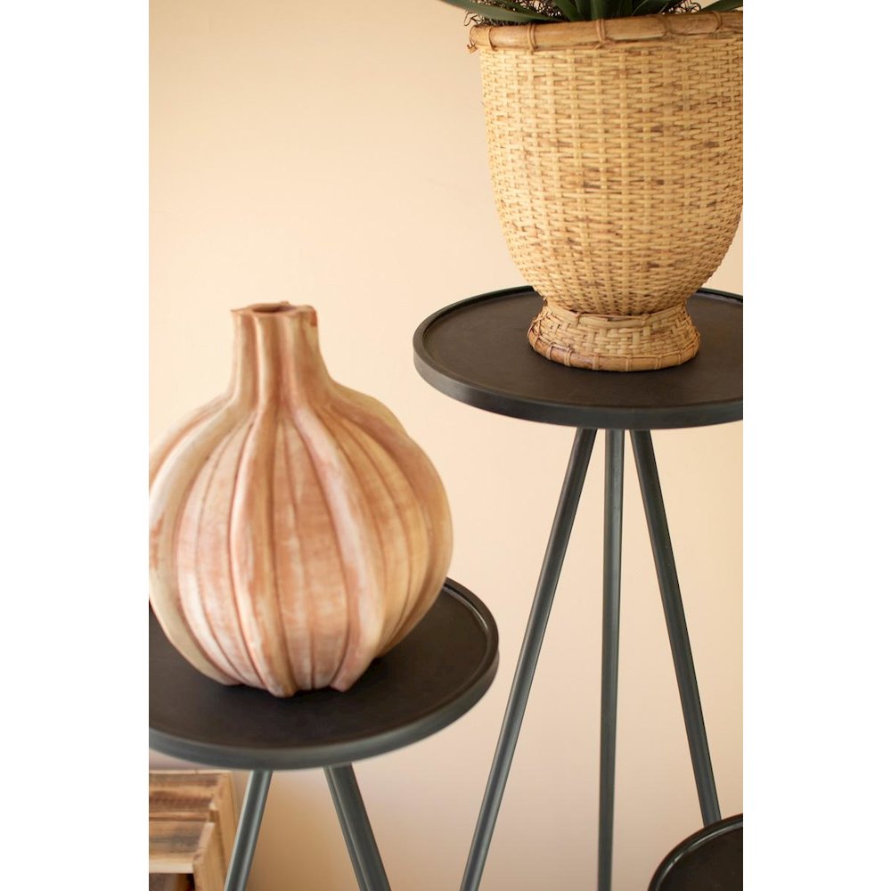 Set Of Three Tall Painted Metal Display Stands