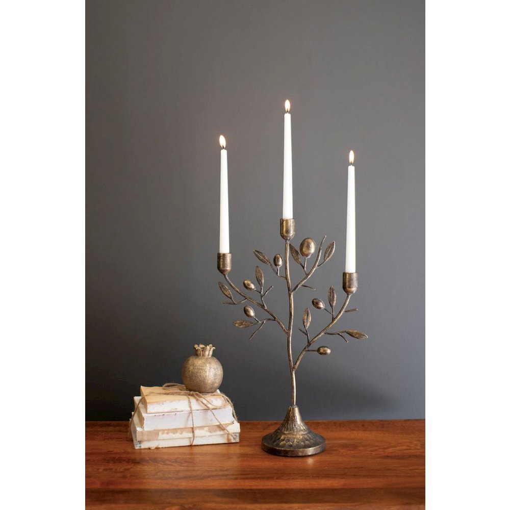 Antique Brass Fruit Tree Taper  Candelabra
