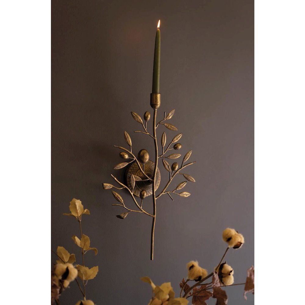 Antique Brass Fruit Tree Taper Wall Sconce