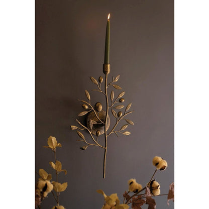 Antique Brass Fruit Tree Taper Wall Sconce
