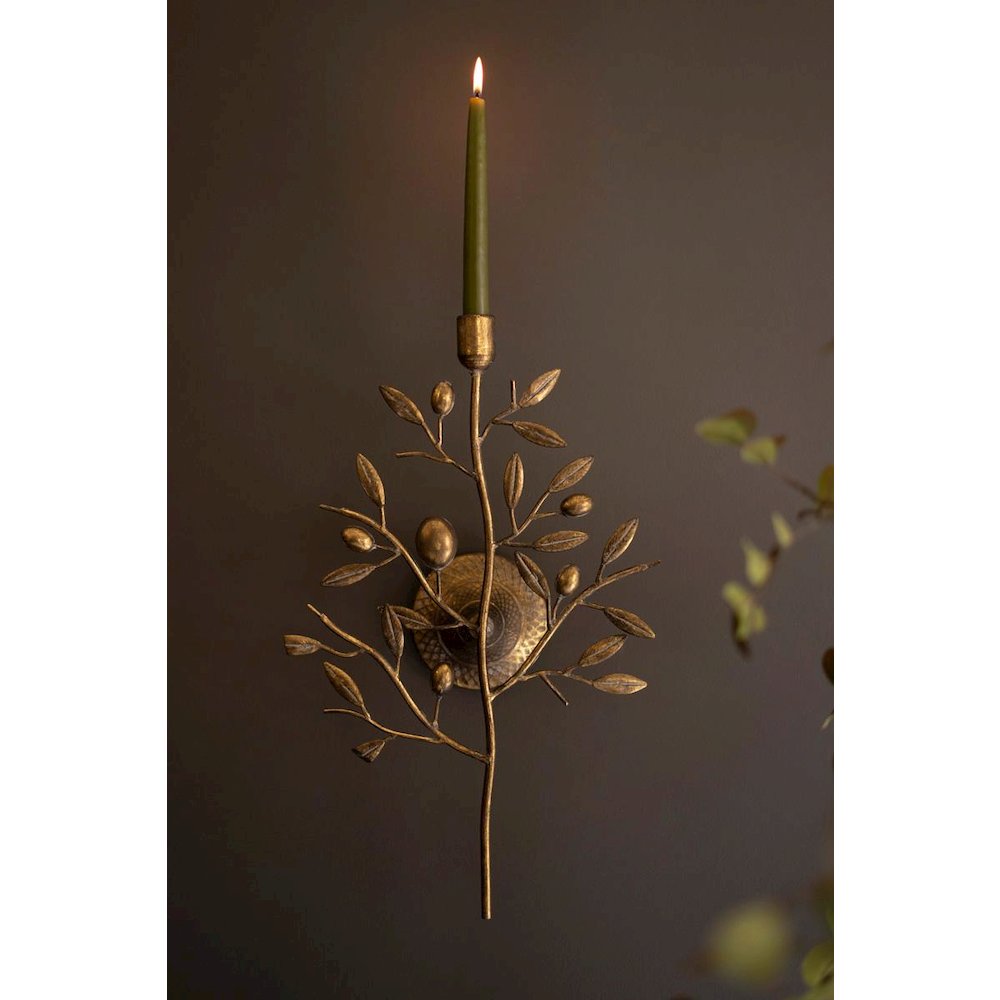 Antique Brass Fruit Tree Taper Wall Sconce