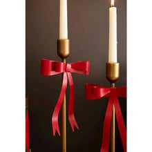 Set of Two Metal Christmas Bow Taper Candle Holders