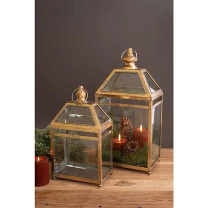 Set of Two Antique Gold Christmas Lanterns