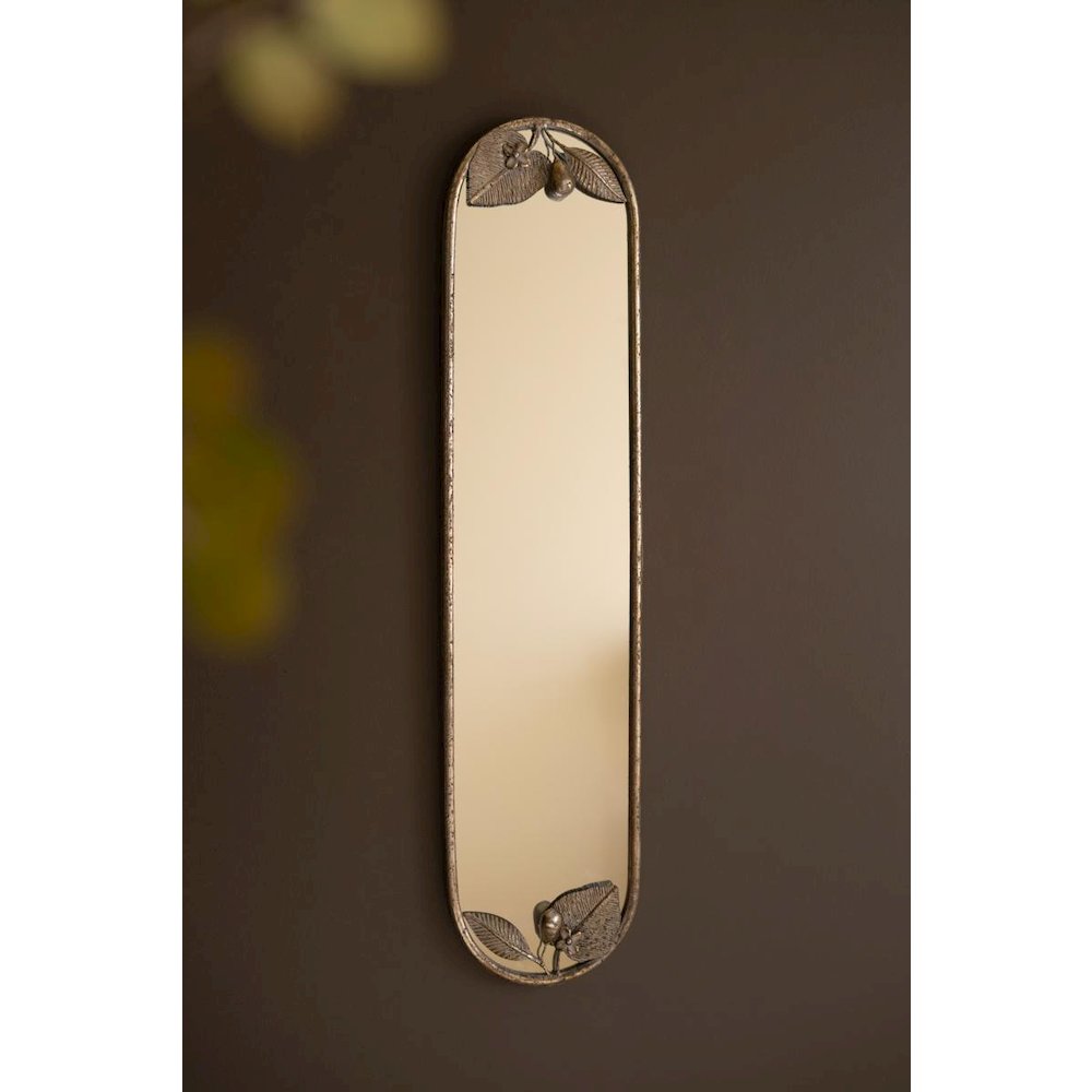 Tall Rustic Framed Mirror with Leaf Detail