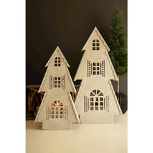 Set of Two Metal Christmas Village with LED Lights